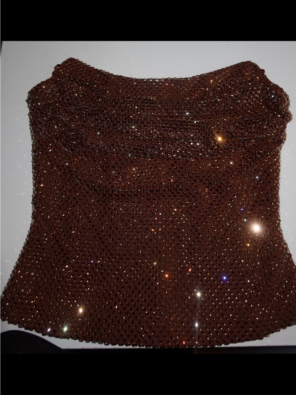 Zara Brown Sequin Mesh Crop Top